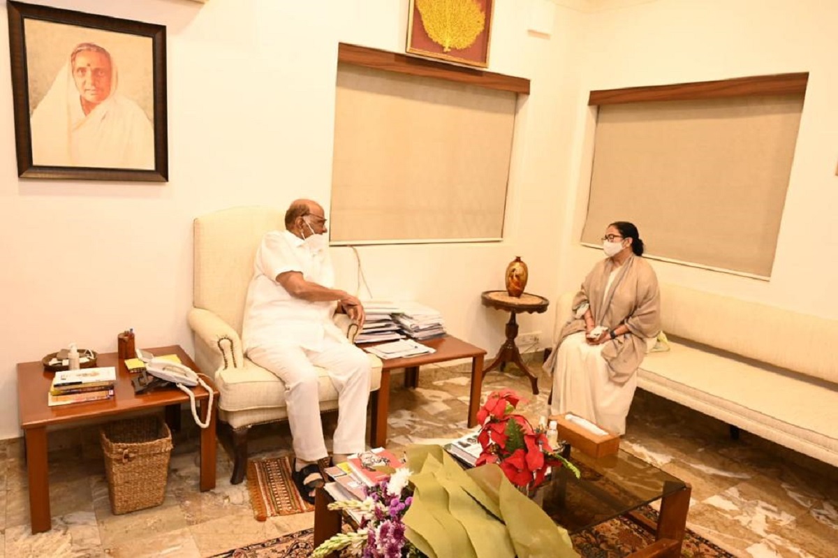 West Bengal CM Mamata Banerjee meets NCP Chief Sharad Pawar in Mumbai.