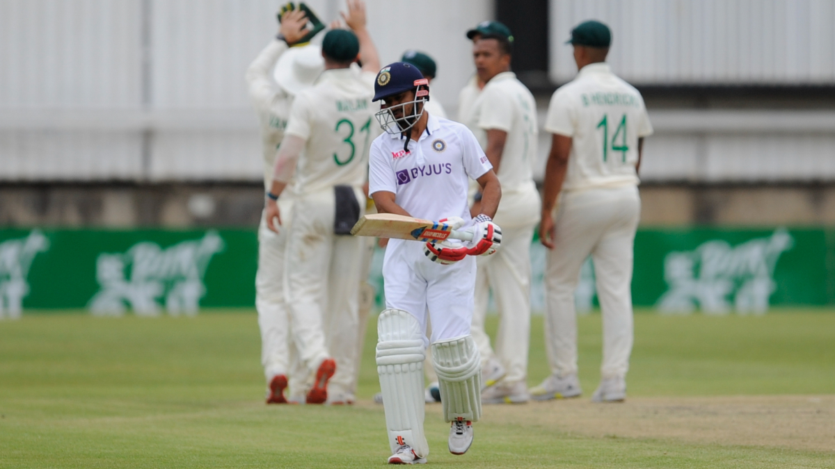 Glenton Stuurman of South Africa A celebrating Priyank Panchal (captain) of India A out for 0 on Day 4 of the 2nd Four-Day Tour match between South Africa A and India A at Manguang Oval.&nbsp;