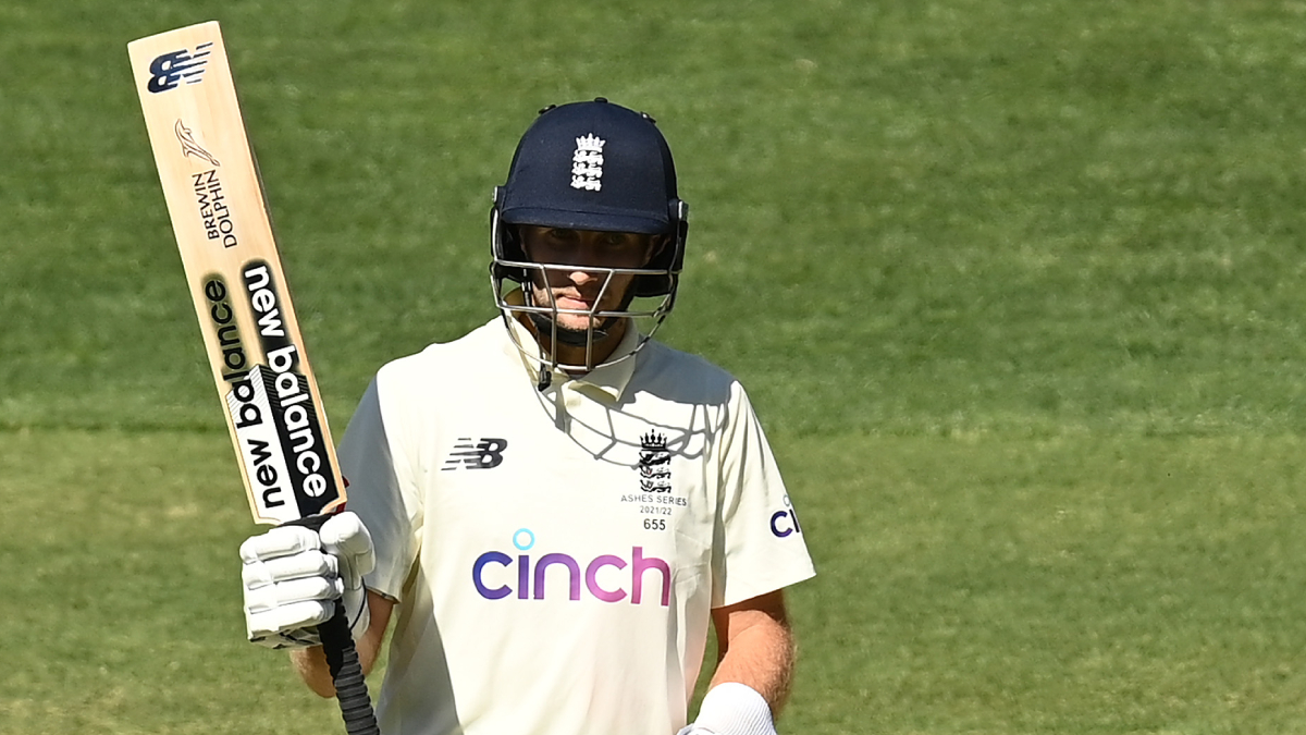 England's captain Joe Root raises his bat after scoring a half-century on Day 3 of 2nd Test in Adelaide on Saturday.&nbsp;