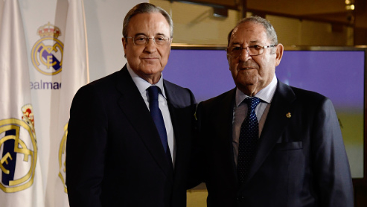 File photo of Real Madrid president Florentino Perez (left) with club legend Paco Gento. Real Madrid president Florentino Perez (left) with club legend Paco Gento