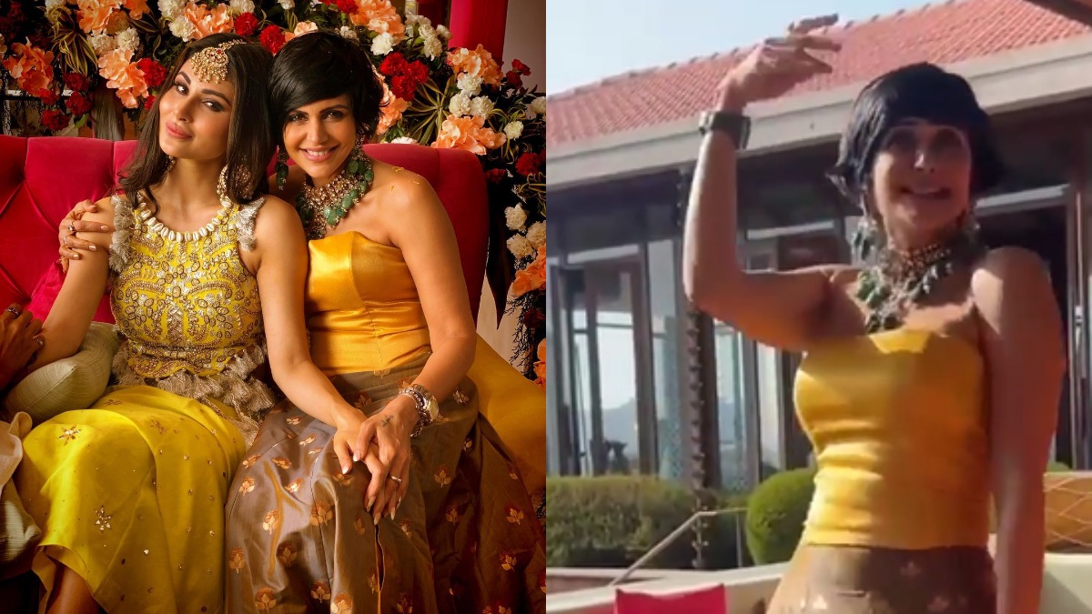 Mouni Roy-Suraj Nambiar Mehendi: Mandira Bedi dances her heart out on DDLJ's 'Mehndi Laga Ke Rakhna' song