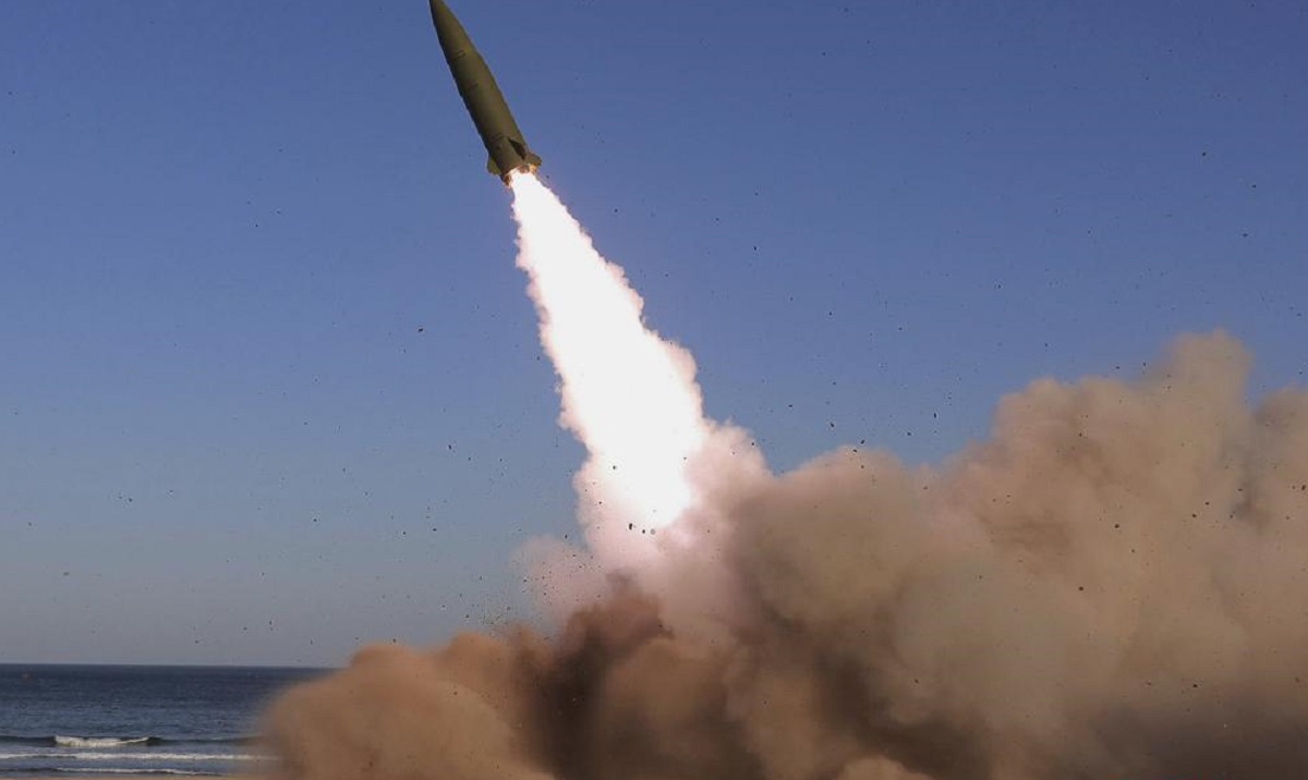 This undated photo provided Sunday, April 17, 2022, by the North Korean government shows a firing of a weapon an undisclosed location in North Korea