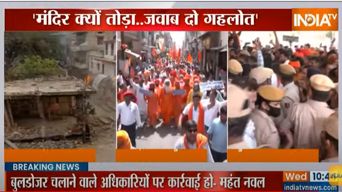 Alwar temples demolition: BJP, seers hold ‘aakrosh rally’ against Congress government