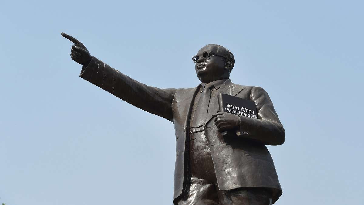 A statue of BR Ambedkar inside Parliament premises during a function to commemorate &lsquo;Samvidhan Divas&rsquo; in New Delhi on Nov 26, 2021.
&nbsp;