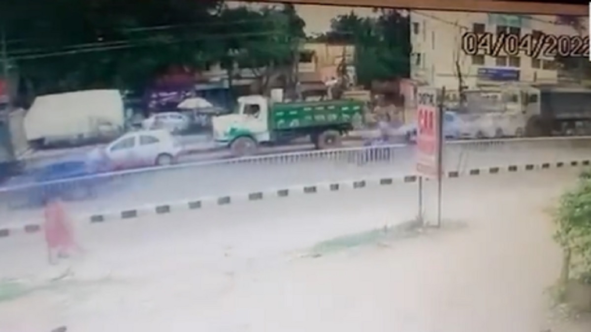 WATCH: When a car was crushed between two trucks in horrific collision in Bhubaneswar