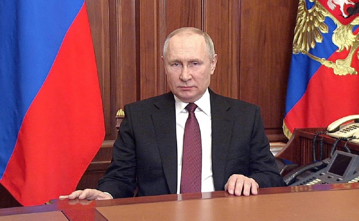FILE - Russian President Vladimir Putin addresses the nation in Moscow