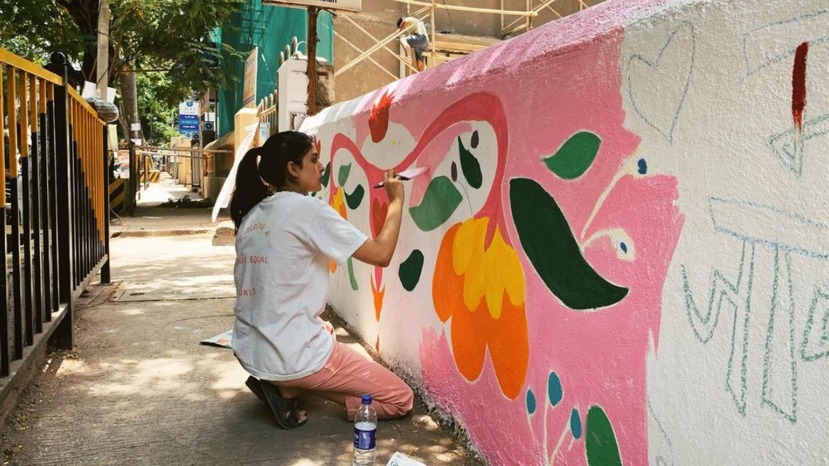 Navya Naveli Nanda painted wall in a Mumbai area on the occasion of World Menstrual Hygiene Day