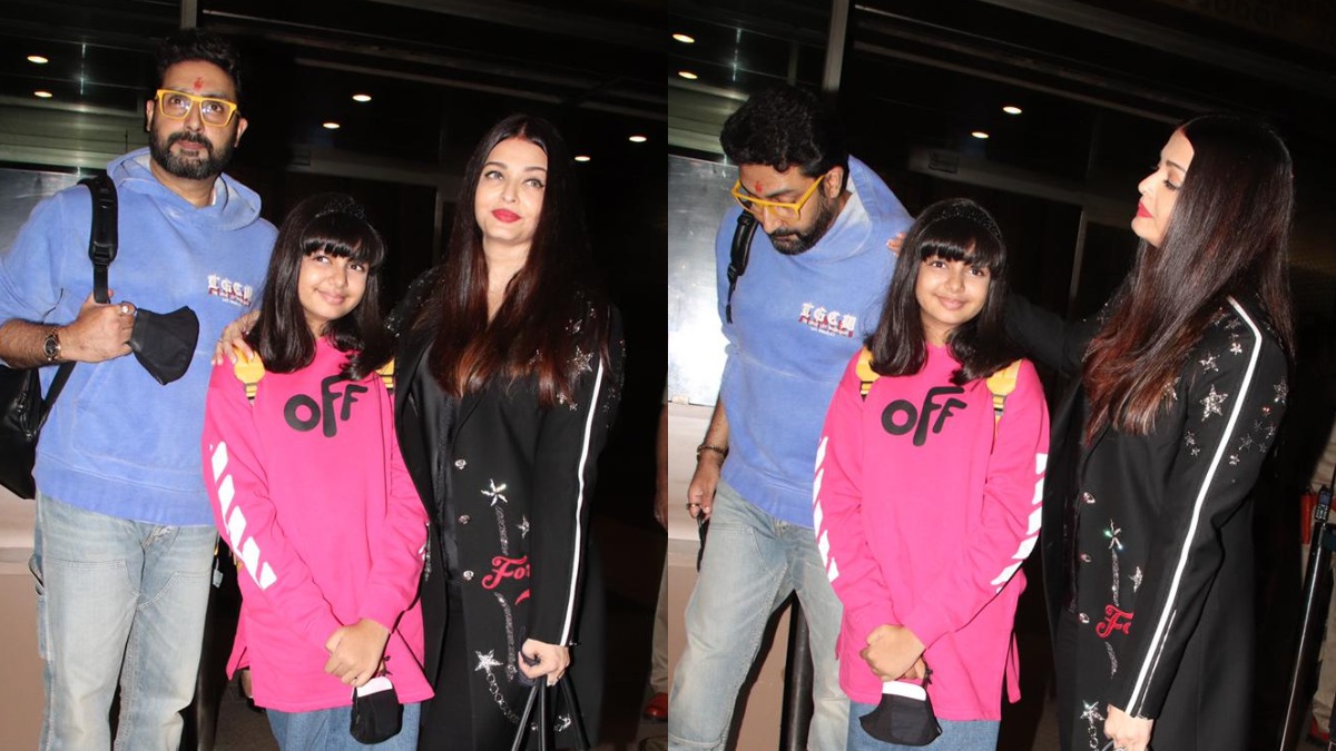 Abhishek Bachchan, Aishwarya Rai Bachchan and Aaradhya Bachchan snapped at  the airport