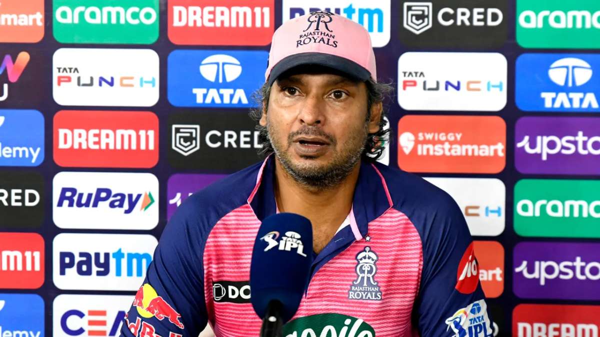 Kumar Sangakkara speaks to the media after the IPL 2022 final.&nbsp;