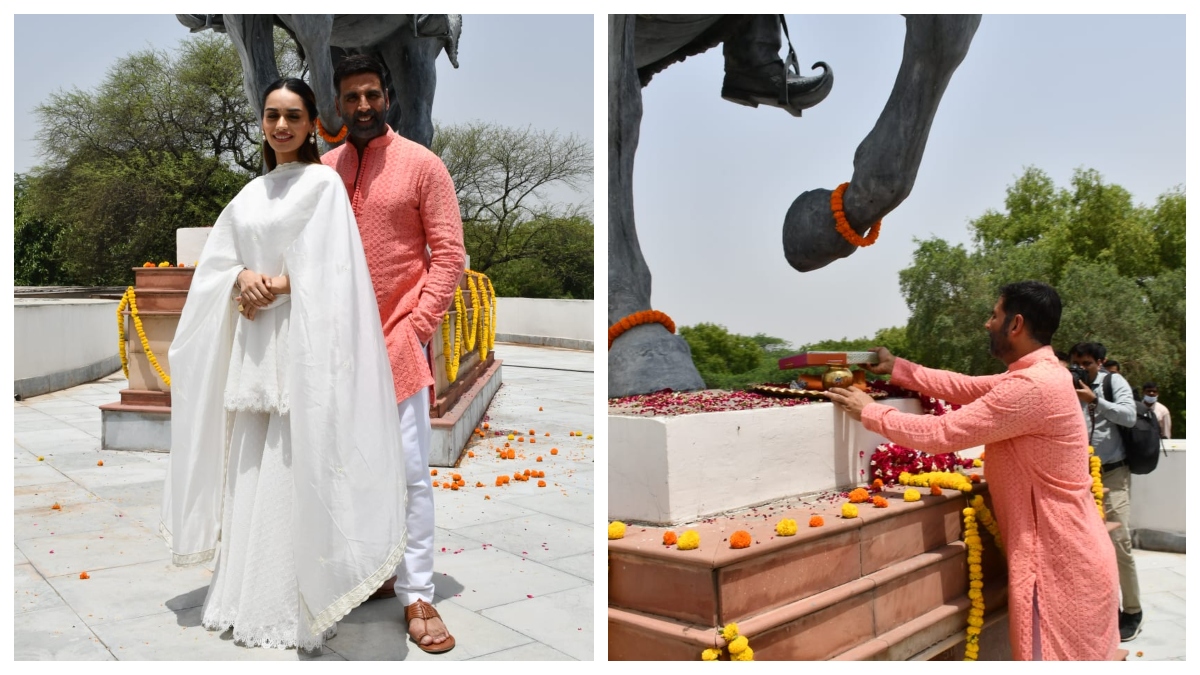 Akshay Kumar and Manushi Chhillar pay tribute to Prithviraj Chauhan at Delhi fort Qila Rai Pitora