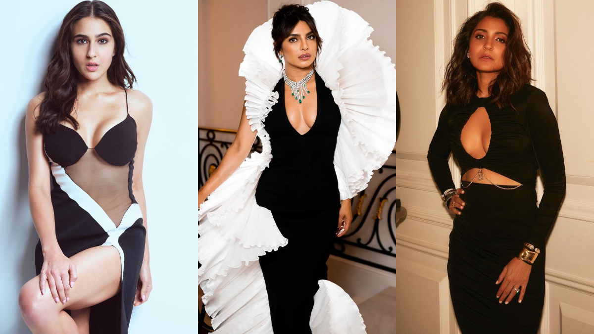 Actresses acing black gowns and deep necklines