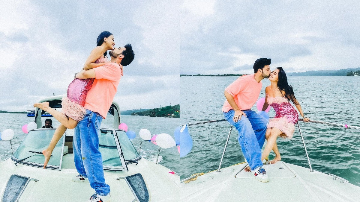 Karan Kundrra plants kiss on Tejasswi Prakash's cheeks as he celebrates her romantic birthday on private yacht