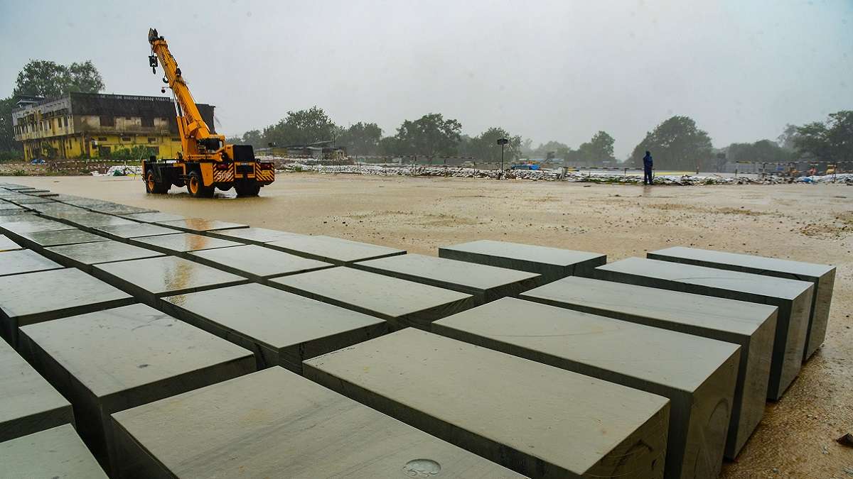 Ayodhya: The stones that to be laid for the foundation of the Ram Mandir in Ayodhya, Thursday, Sept. 16, 2021.&nbsp;