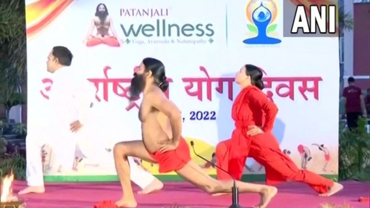 Indian yoga guru Baba Swami Ramdev practices yoga on the island of News  Photo - Getty Images