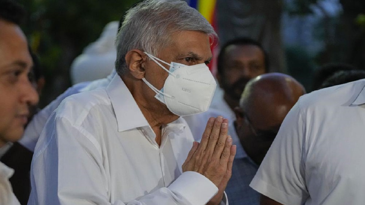 Sri Lankan President Ranil Wickremesinghe greats supporters in Colombo