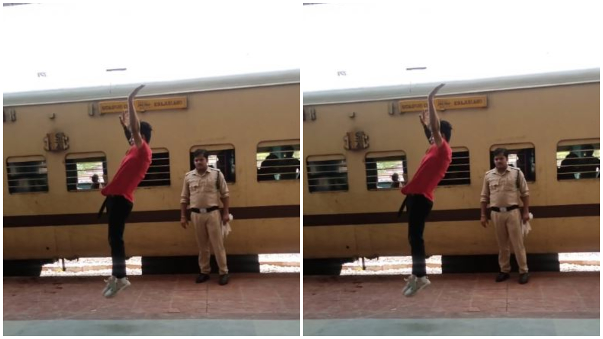 Man performs backflips at the railway station leaving everyone in shock l Watch viral video