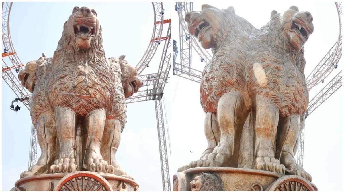 9,500 kg National Emblem crowns the new Parliament building | Check video