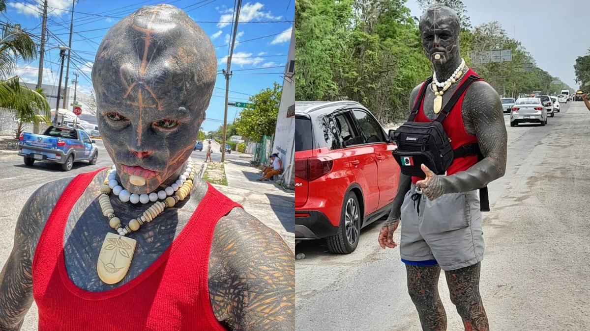 France's man calls himself 'Black Alien' after covering body with tattoos,  reminds netizens of Stranger Things | Trending News – India TV