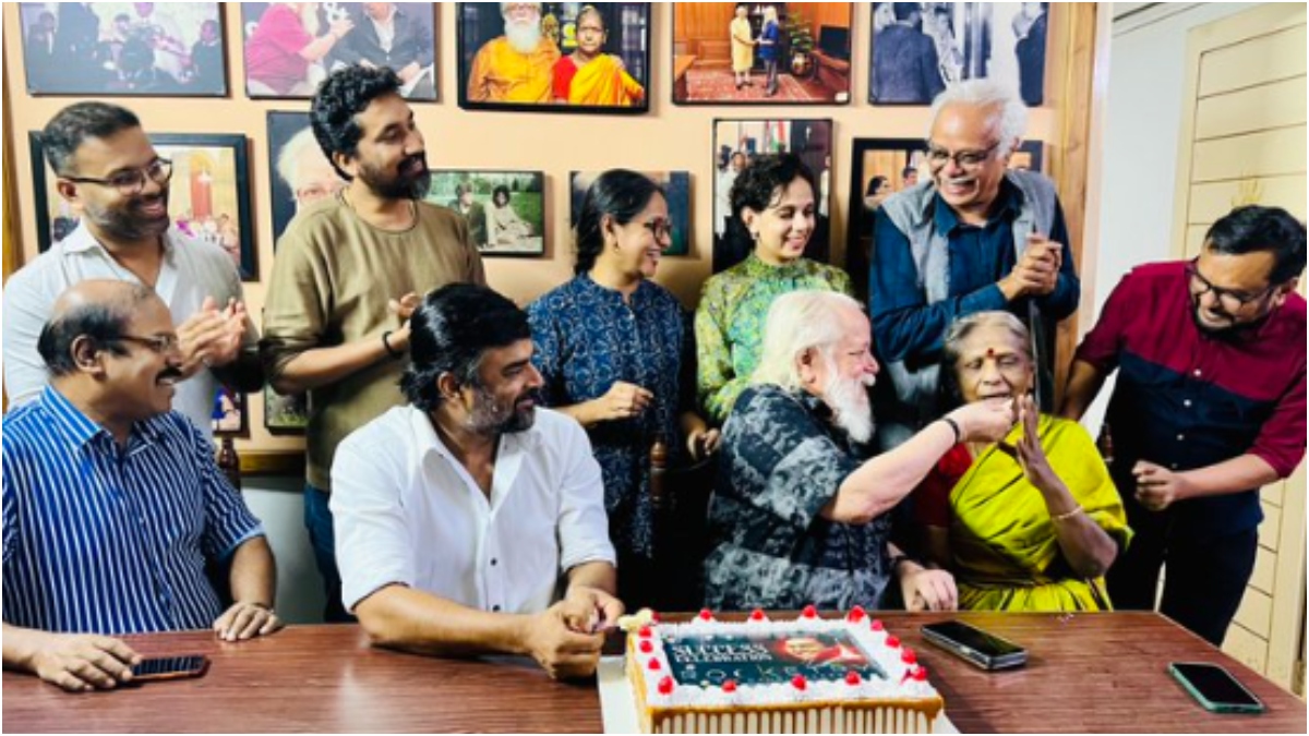 R Madhavan celebrates Rocketry success with Nambi Narayanan and family, says 'mission accomplished'