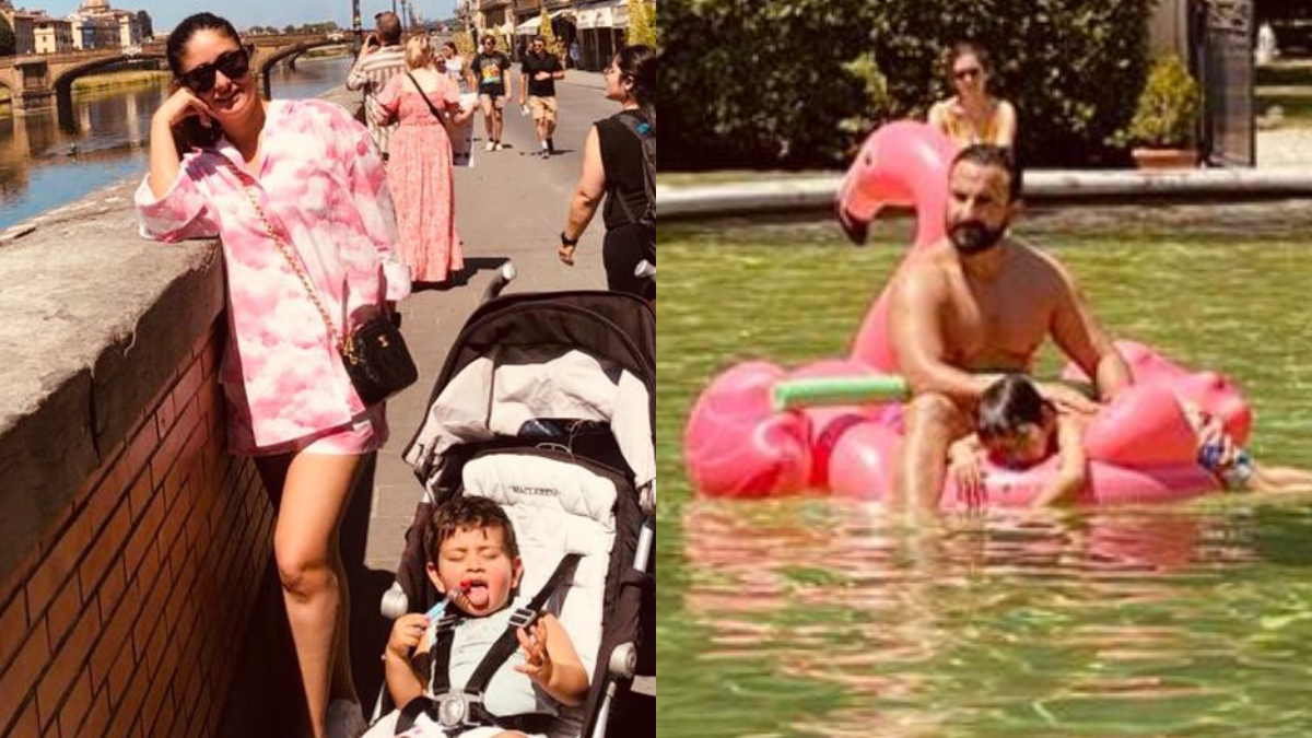 Kareena Kapoor with Jeh and Saif Ali Khan with Taimur 