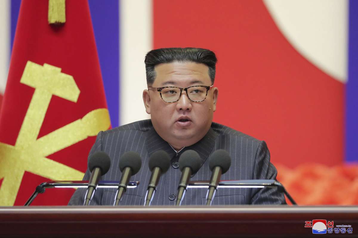 North Korean leader Kim Jong Un speaks during a "maximum emergency anti-epidemic campaign meeting" in Pyongyang
