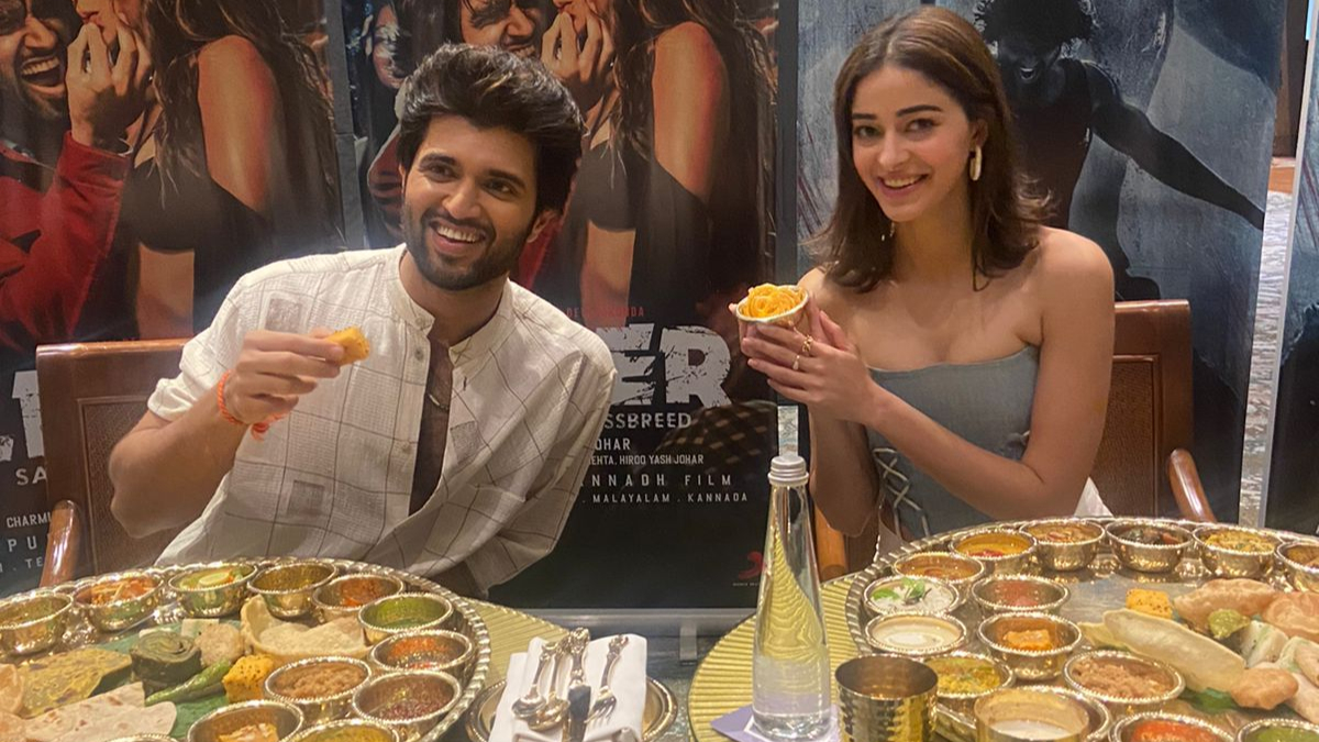 Vijay Deverakonda & Ananya Panday relish Gujarati thali during Liger promotions in Ahmedabad; see pics