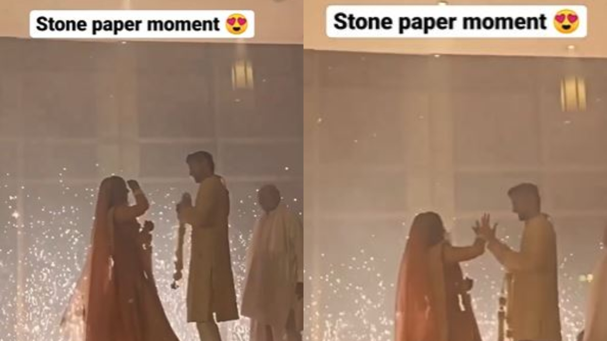 Bride-groom playing 'rock-paper-scissors during 'jaimala' is the cutest  thing on internet | VIDEO | Trending News – India TV