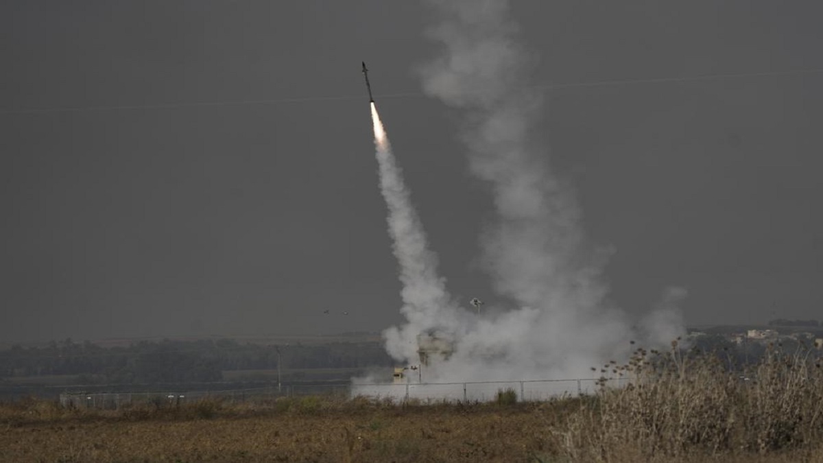 Israel's Iron Dome anti-missile system fires to intercept a rocket launched from the Gaza Strip towards Israel, near the Israeli Gaza border, Israel, Saturday, Aug. 6, 2022. 
