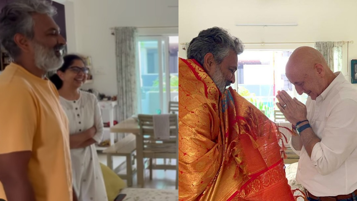 Step inside SS Rajamouli's Hyderabad home; RRR director hosts Anupam Kher for lunch | WATCH