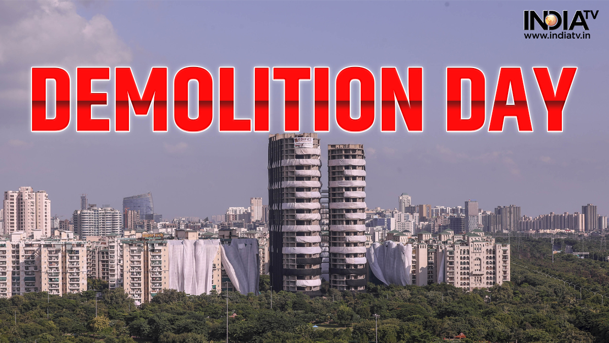 Noida twin towers ahead of their demolition with explosives in compliance with a Supreme Court order, in Noida, Gautam Buddha Nagar, Uttar Pradesh. 