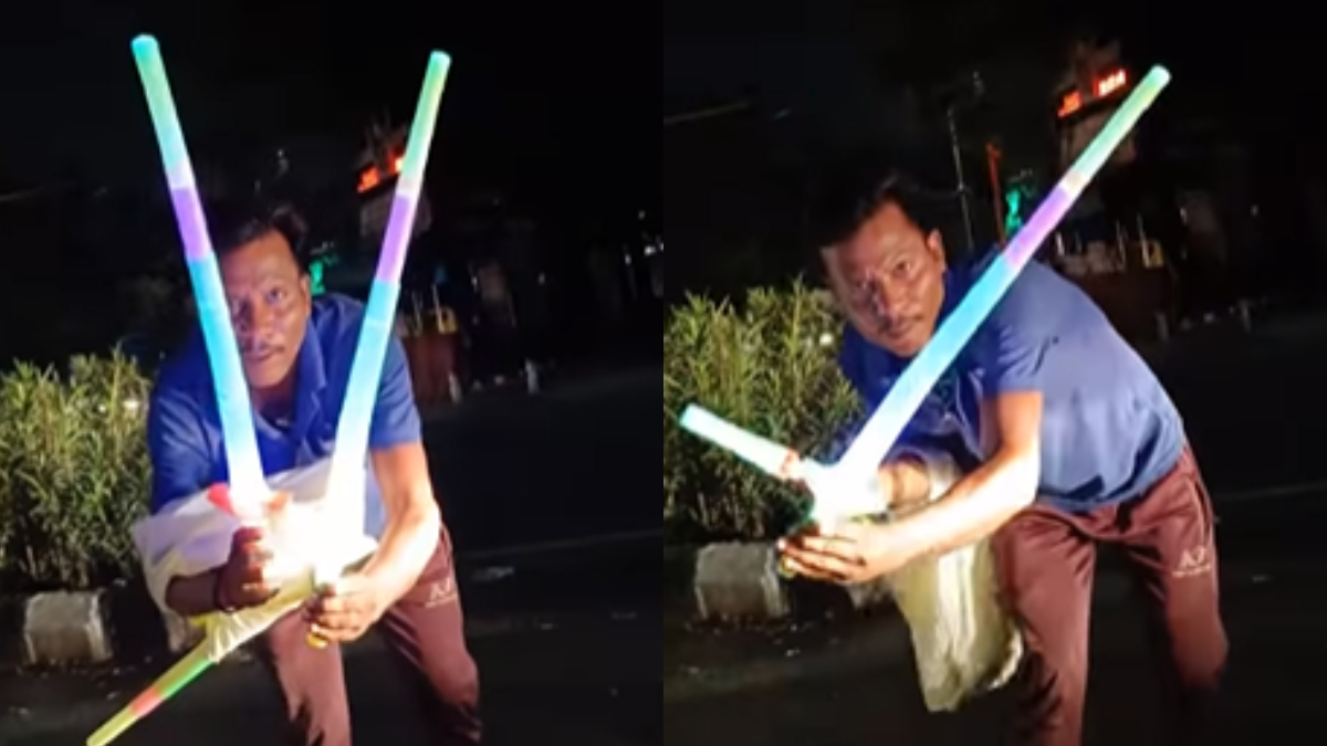 Viral Video: Delhi man selling laser swords in unique way reminds netizens of Star Wars, call him 'last Jedi'