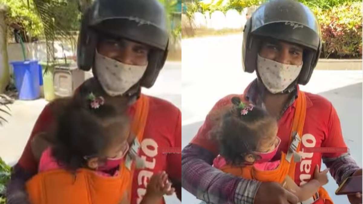 Video of woman delivering food while carrying baby goes viral; Zomato's ...