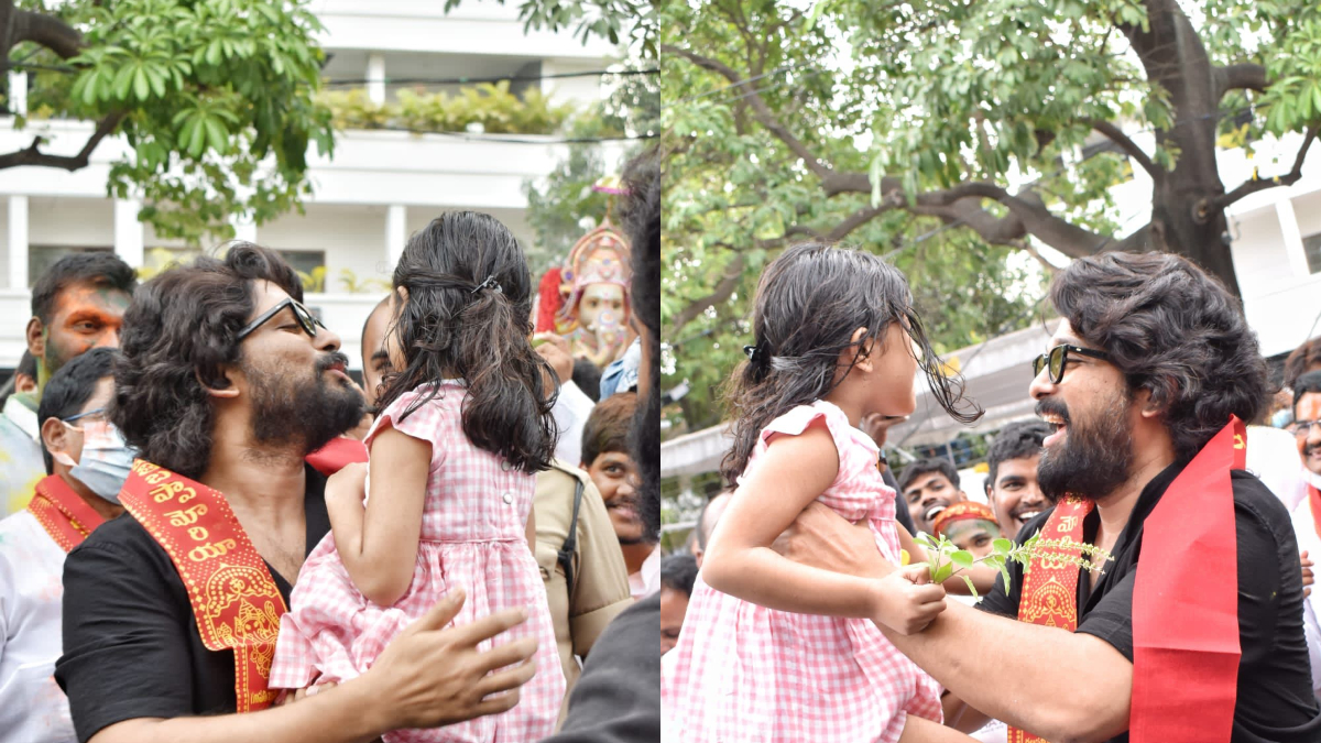 Allu Arjun gets down on the road to celebrate Ganpati Virajan in full spirits with daughter | Video