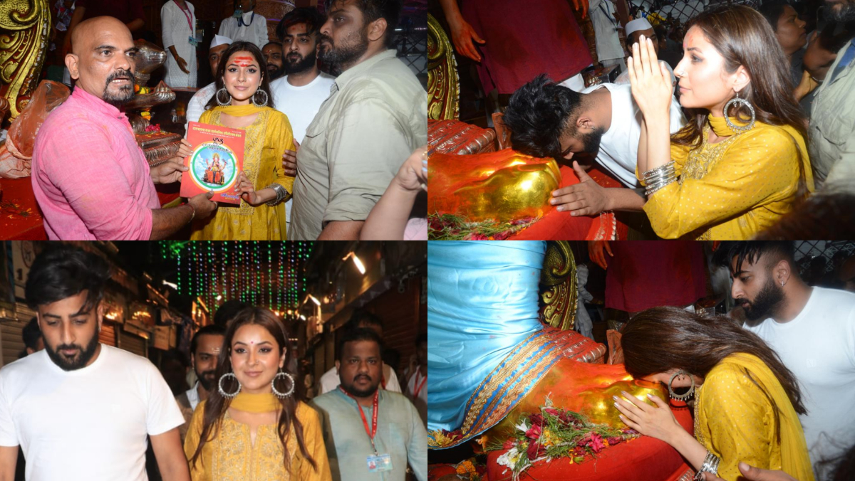 Shehnaaz Gill looks every inch gorgeous as she arrives with brother Shehbaz Badesha at Lalbaugcha Raja; pics