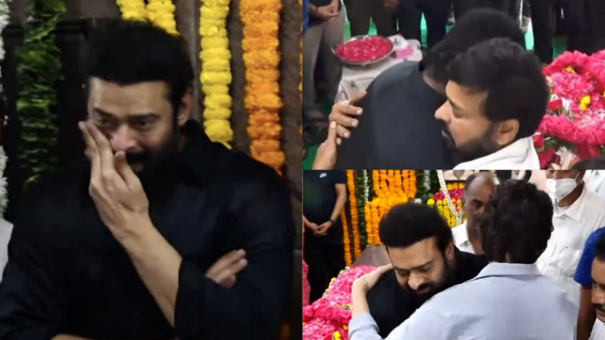 Viral Video: Prabhas breaks down after Krishnam Raju's death, Chiranjeevi & Mahesh Babu console him | Watch