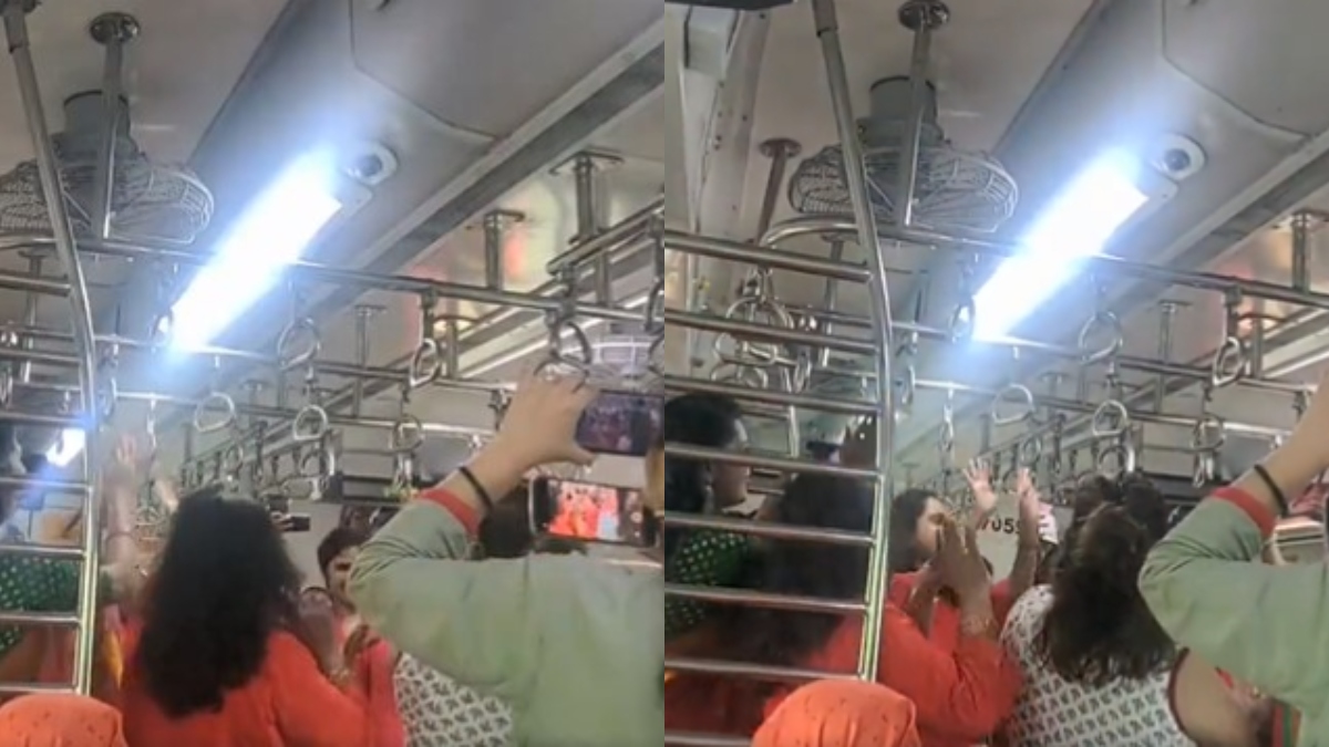 Women take on the Garba fever in Mumbai train, netizens say 'Festivities in the air' | Viral Video