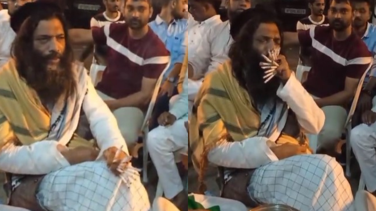 Bizarre! Man smokes 15 cigarettes in one go, netizens say 'God bless him' | Viral Video