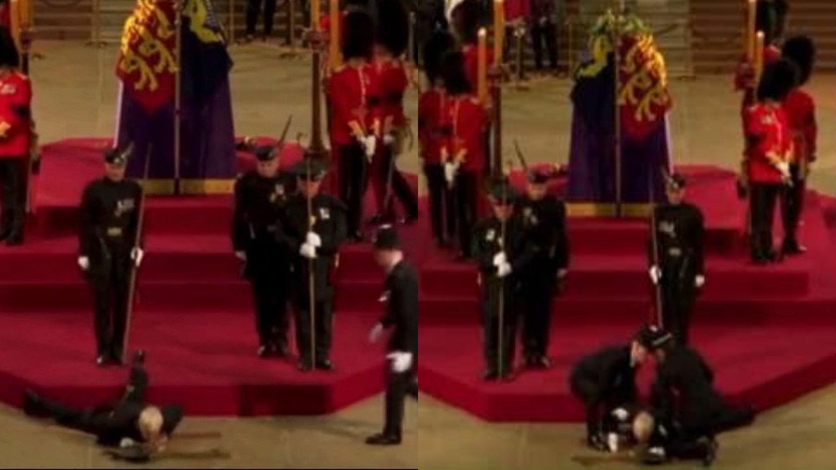 VIRAL VIDEO: Royal Guard next to Queen Elizabeth's coffin faints as mourners continue to pay homage