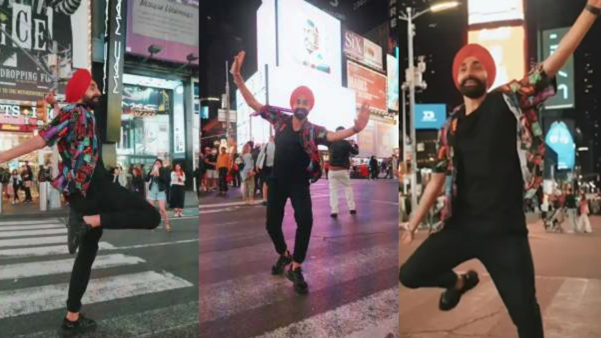 VIRAL VIDEO: This man is living the dream by doing bhangra at Times Square  in middle of the road – India TV