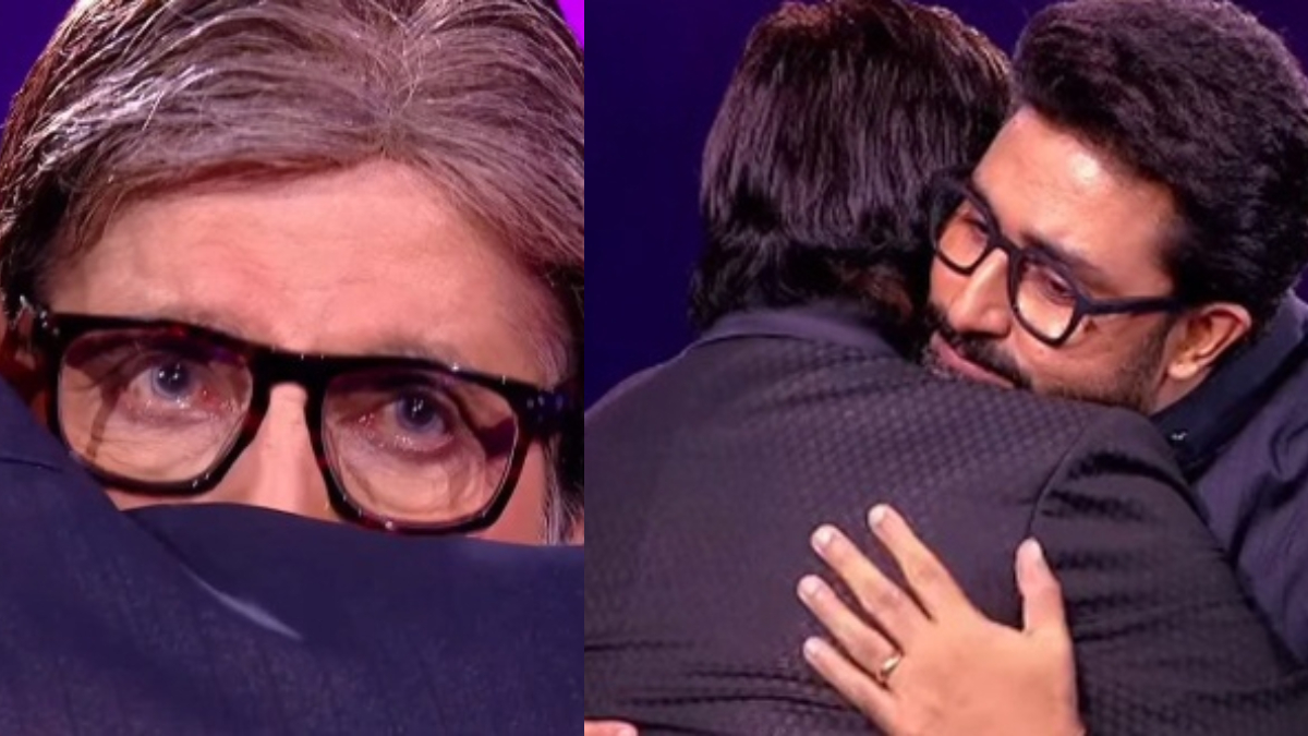 KBC14: Abhishek leaves Amitabh Bachchan teary-eyed as he surprises him on birthday particular episode