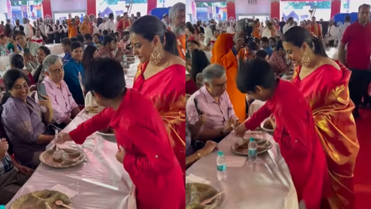 Kajol is a proud mom as son Yug serves bhog at Durga Puja; watch viral video