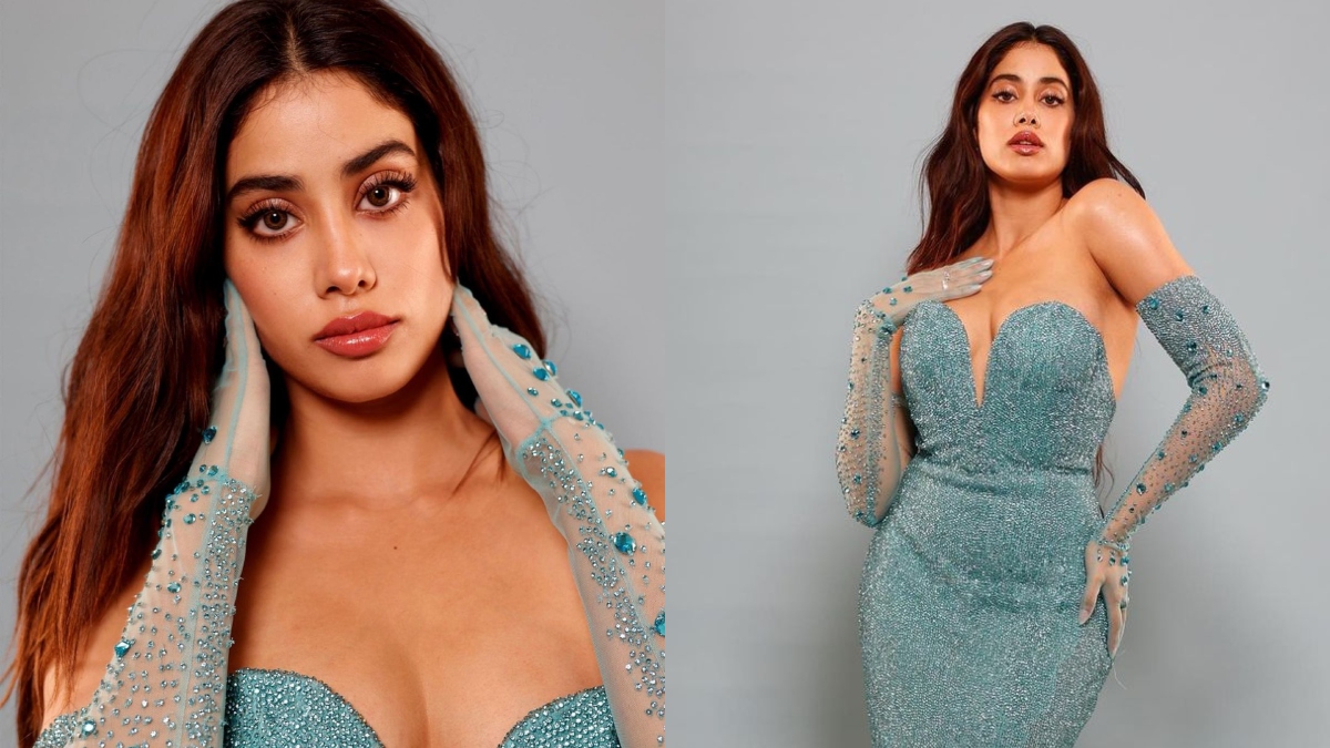 Janhvi Kapoor dons ultra-glam avatar in shimmery mermaid gown. Check out sizzling photos