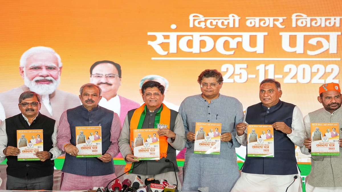 Delhi BJP launches 12-point manifesto for MCD polls, promises housing for poor, reduction in property tax