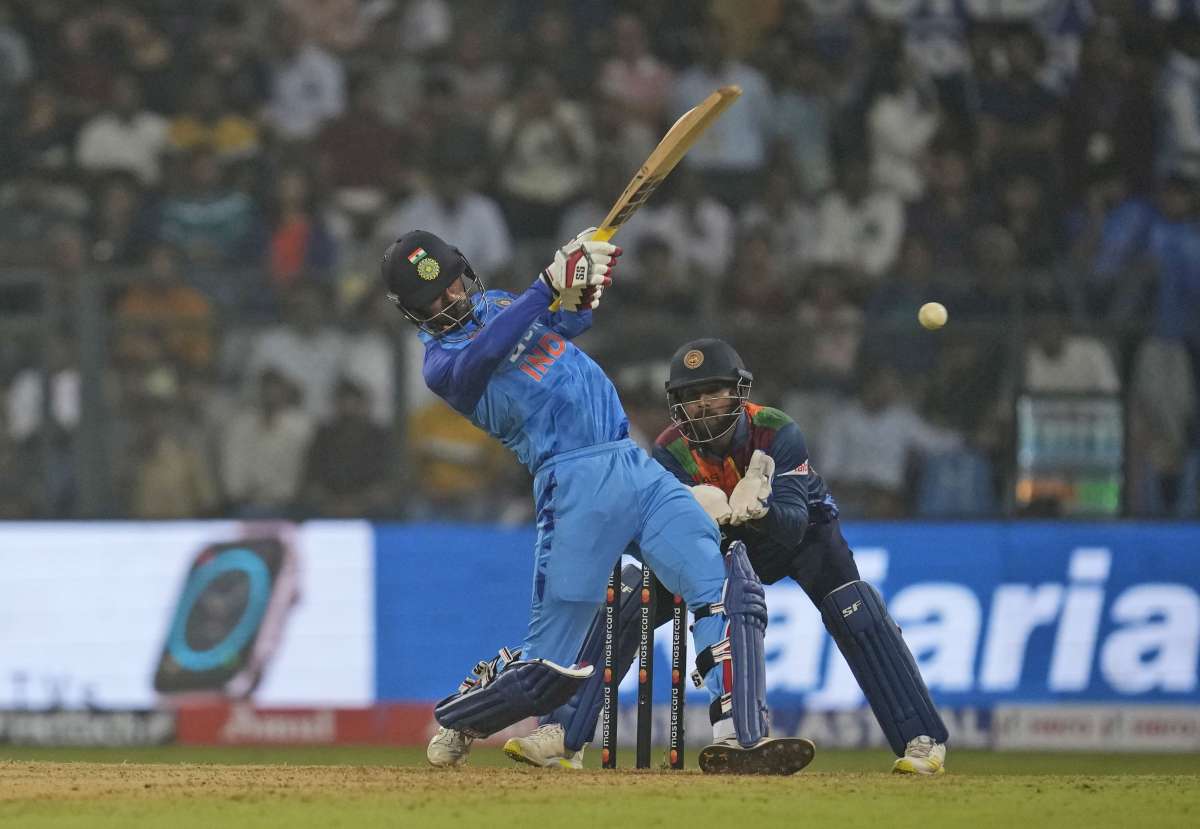 Deepak Hooda in action against Sri Lanka
