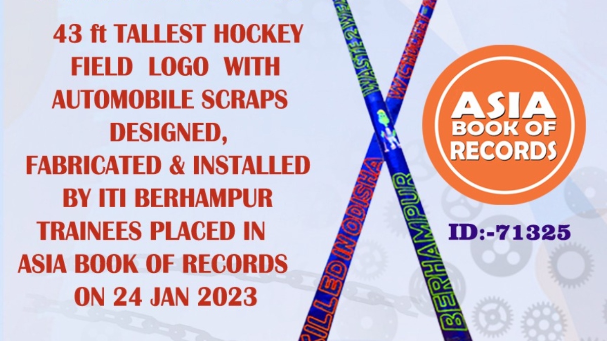 43-feet tall hockey stick made by ITI Berhampur students finds place in Asia Book of Records