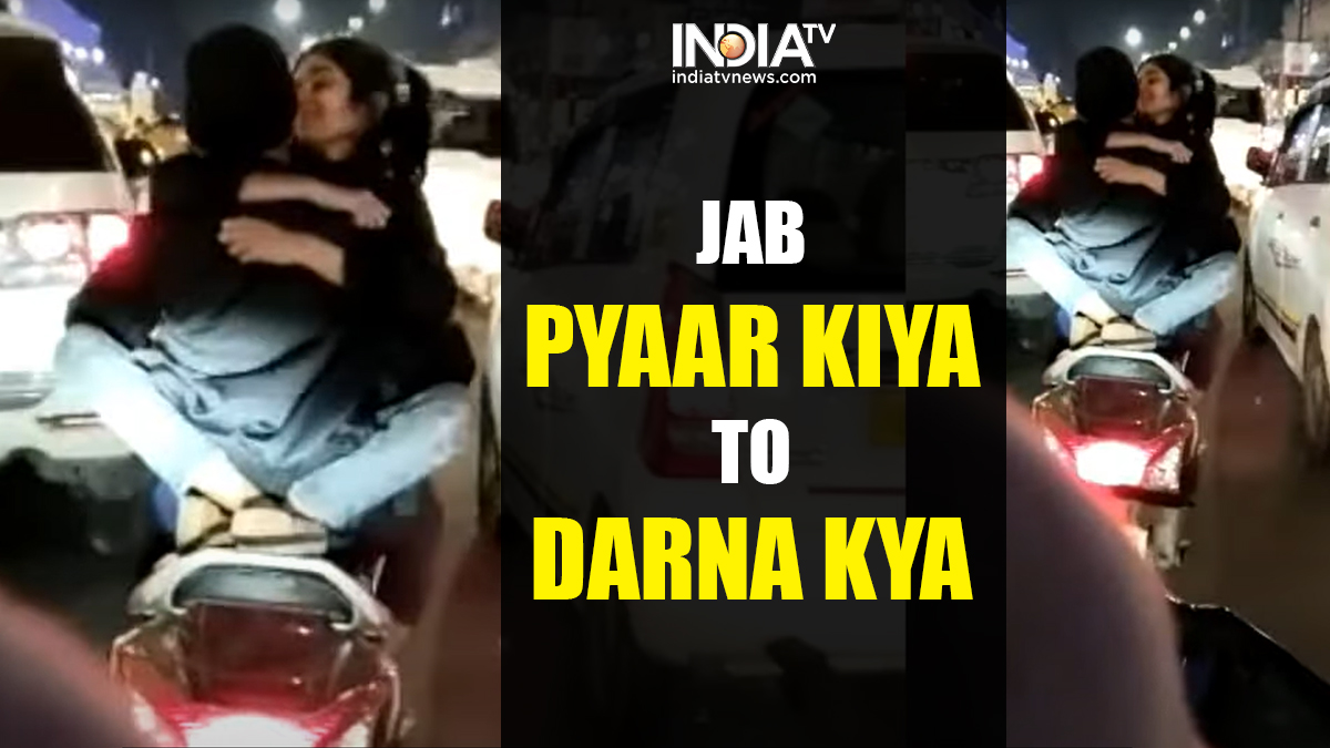 Lucknow couple openly romances on scooty; what happens next will leave you stunned | Viral Video