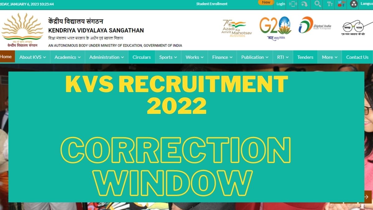 KVS Recruitment 2022: Correction window to open today | Check latest updates