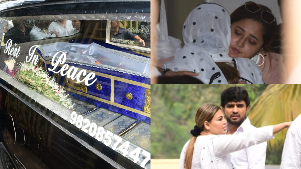 Tearful Rakhi Sawant performs mom's last rites; husband Adil Durrani & Rashami Desai join funeral