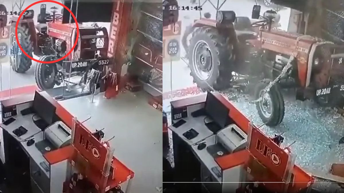 Haunting in Bijnor? Unmanned tractor starts on its own & smashes into UP shop. Watch