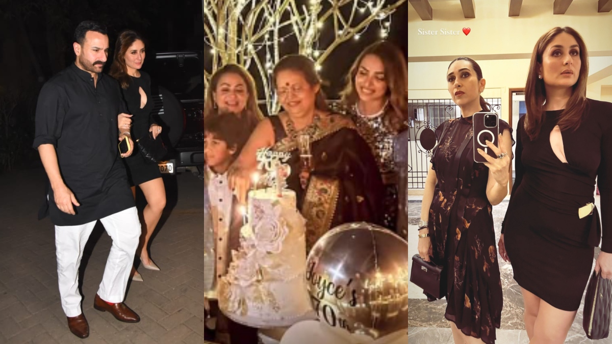 Kareena Kapoor-Saif Ali Khan twin in black; Karisma oozes glam at Malaika Arora’s mom’s birthday bash